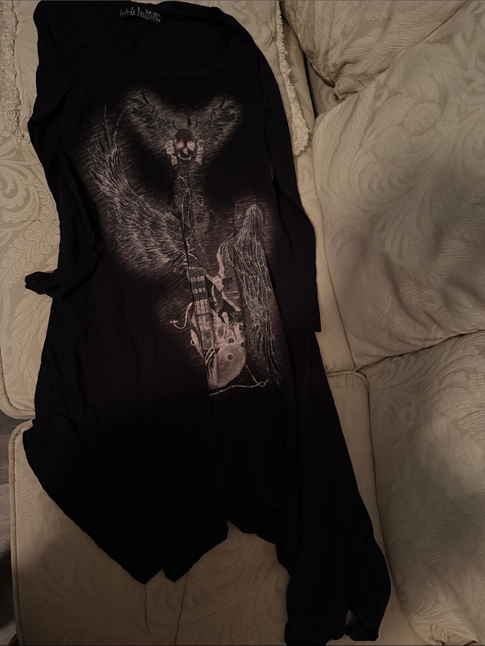 Black Graphic Angel Guitar Tunic dress